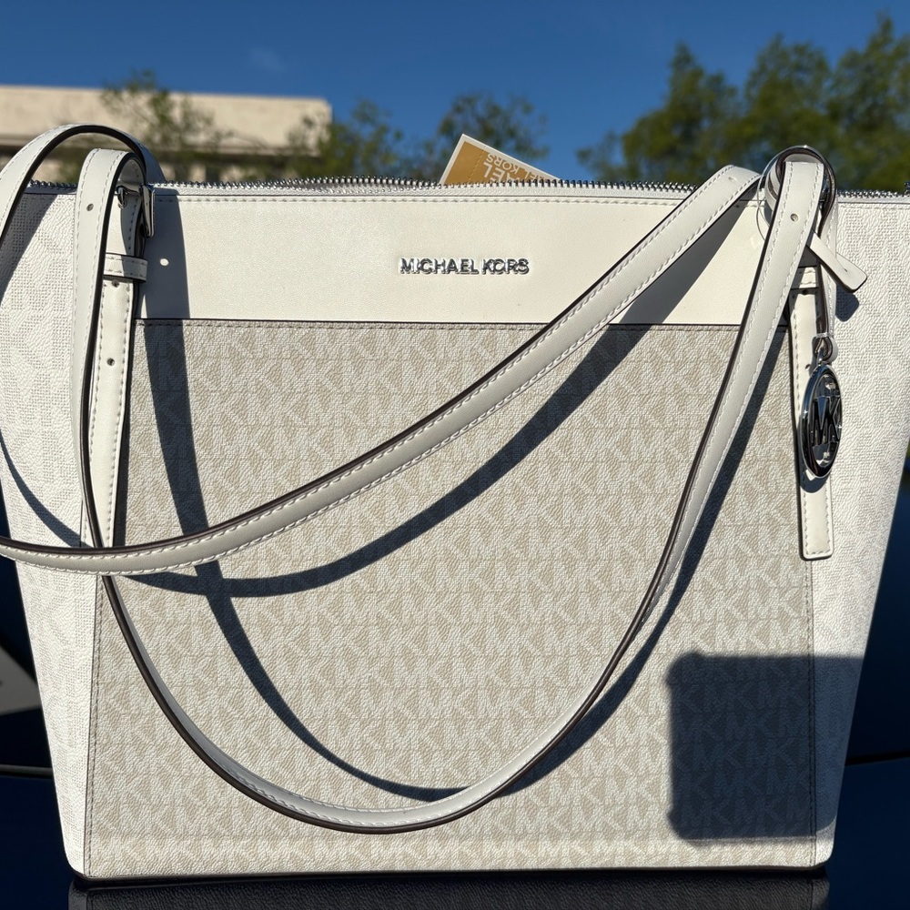 Michael Kors Cream and Gray Tote Bag